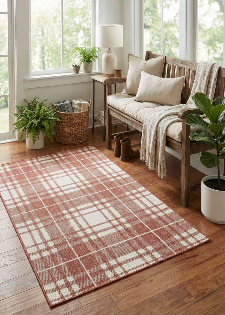 4' x 6' Easy-Clean Checkered Indoor / Outdoor Rug