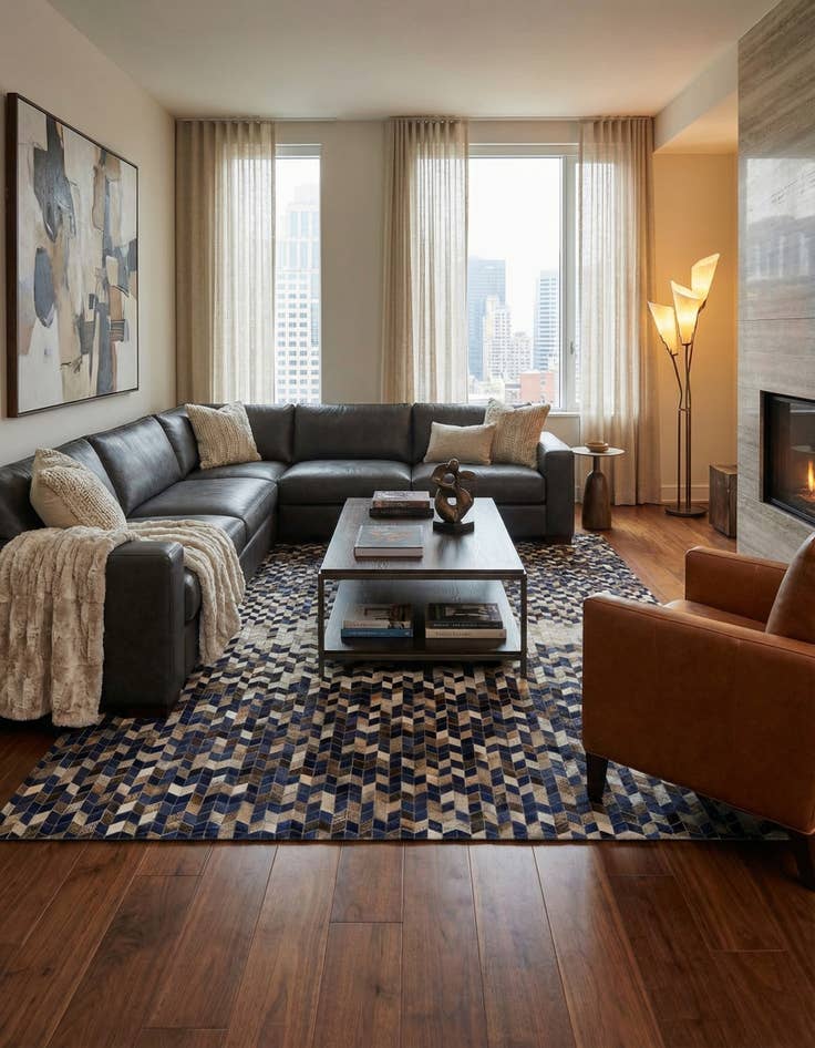 Detail image of 8' 2 x 10' Cowhide Stocks Rug