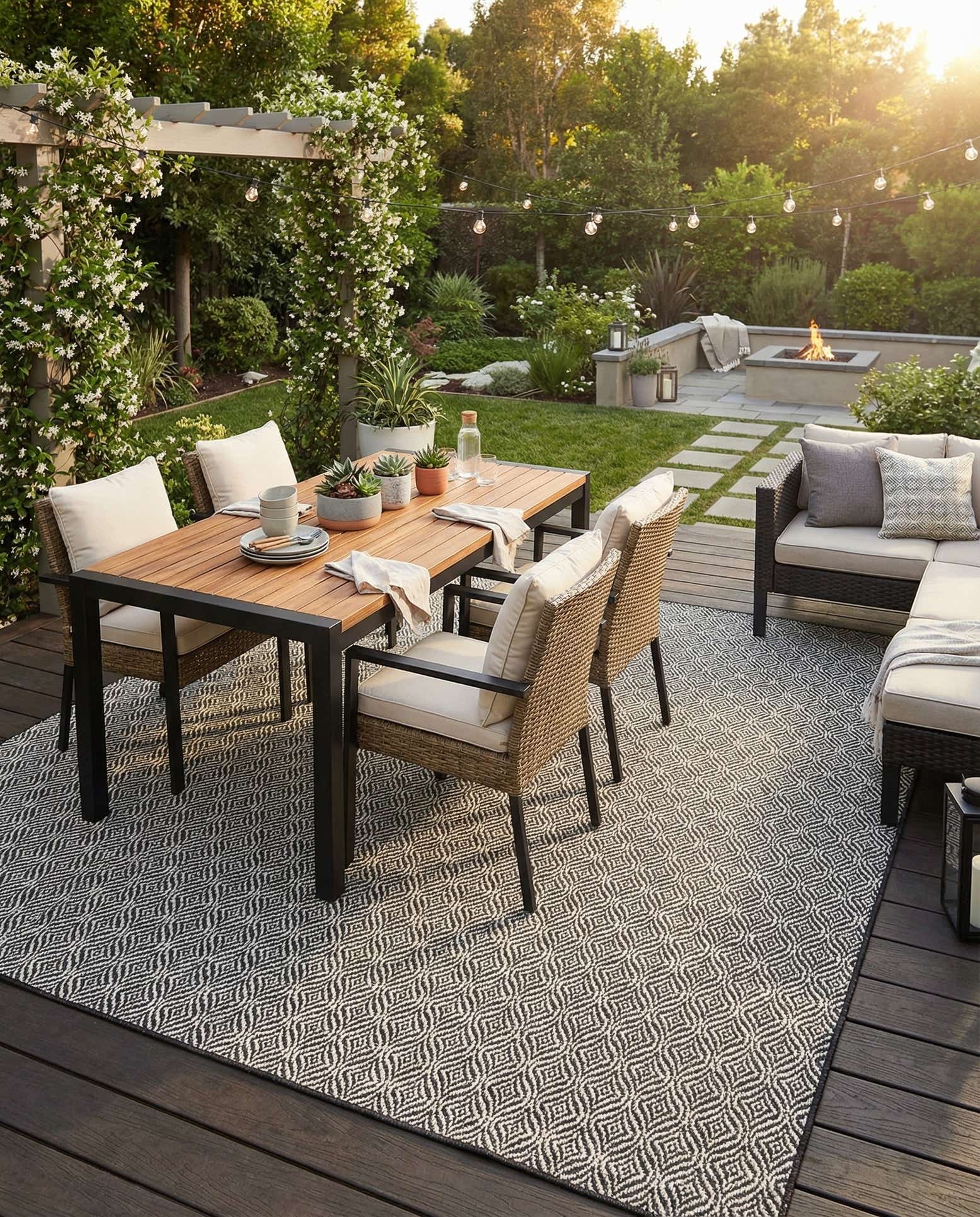 10' x 10' Easy-Clean Lattice Indoor / Outdoor Square Rug