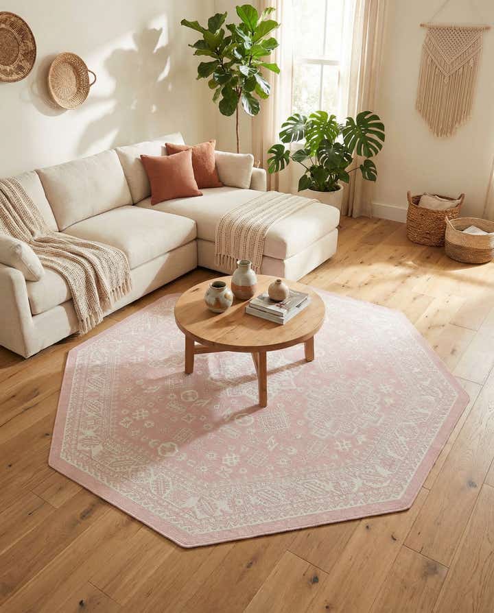 7' 10 x 7' 10 Easy-Clean Aztec Indoor / Outdoor Octagon Rug