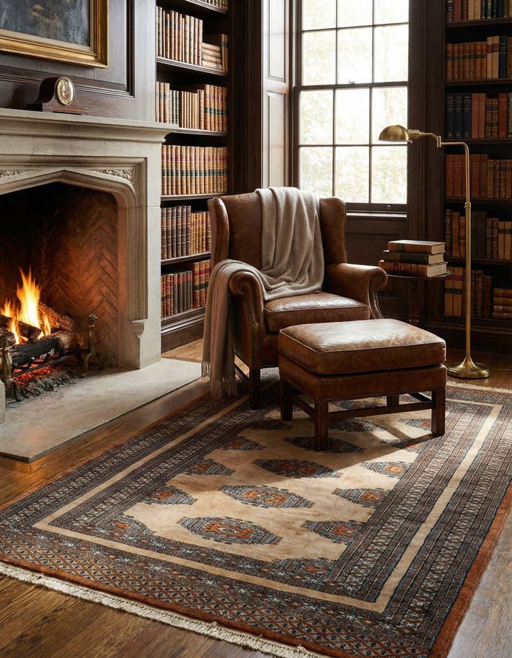 Detail image of 3' 9 x 5' 11  Hand Knotted Bokhara Oriental Wool Rug