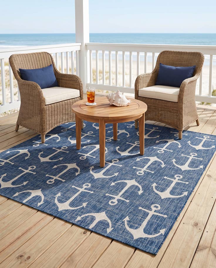 Detail image of 7' 10 x 7' 10 Easy-Clean Coastal Indoor / Outdoor Square Rug