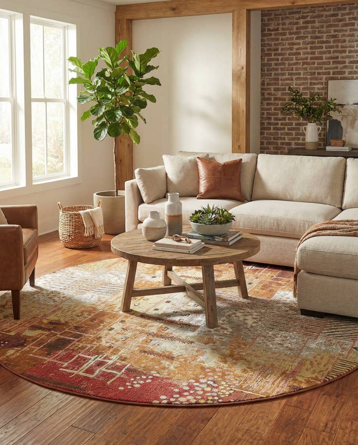Detail image of 8' x 8' Easy-Clean Modern Indoor / Outdoor Round Rug