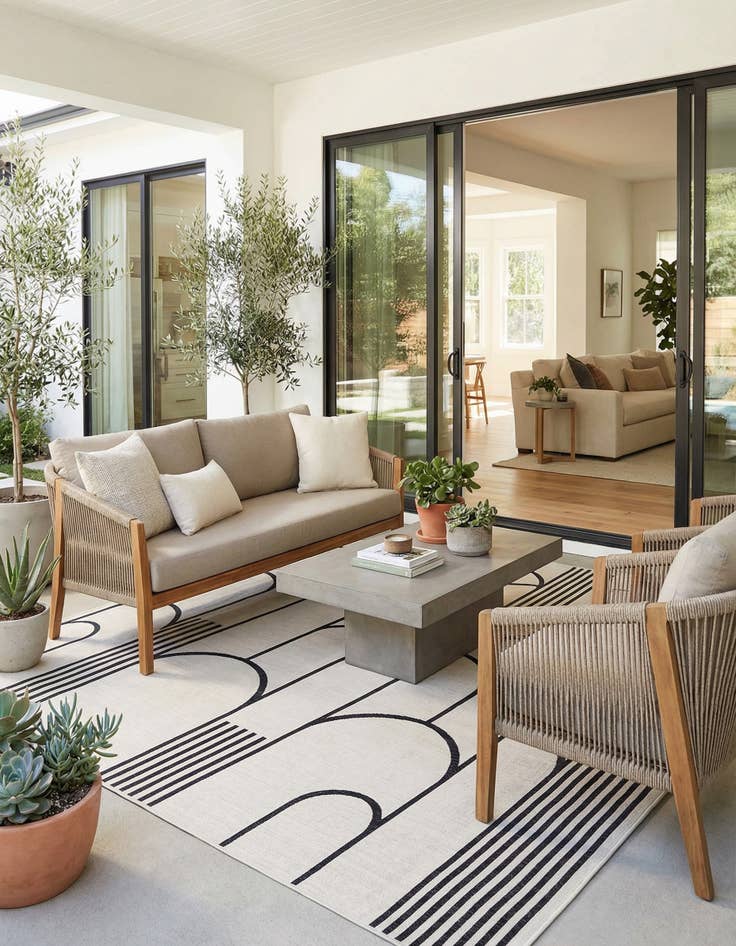 Detail image of  9' x 12'  Washable Modern Indoor / Outdoor Rug