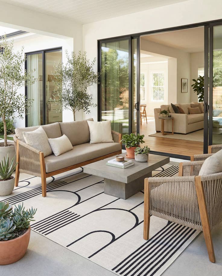Detail image of 9' x 12' Easy-Clean Modern Indoor / Outdoor Rug