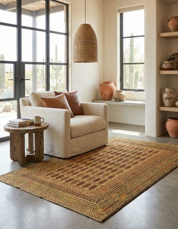 4' x 6' 4 Hand Knotted Sumak Wool Rug