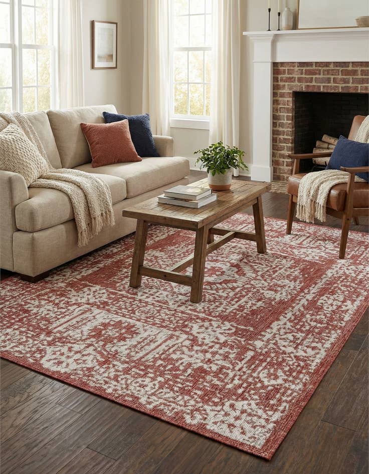 Detail image of 7' 10 x 11' Easy-Clean Traditional Indoor / Outdoor Rug
