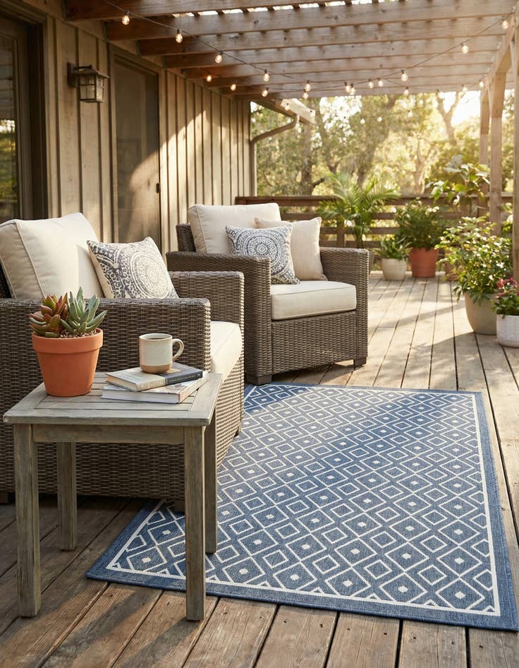 Detail image of 1' 3 x 1' 3  Washable Trellis Indoor / Outdoor Sample Rug