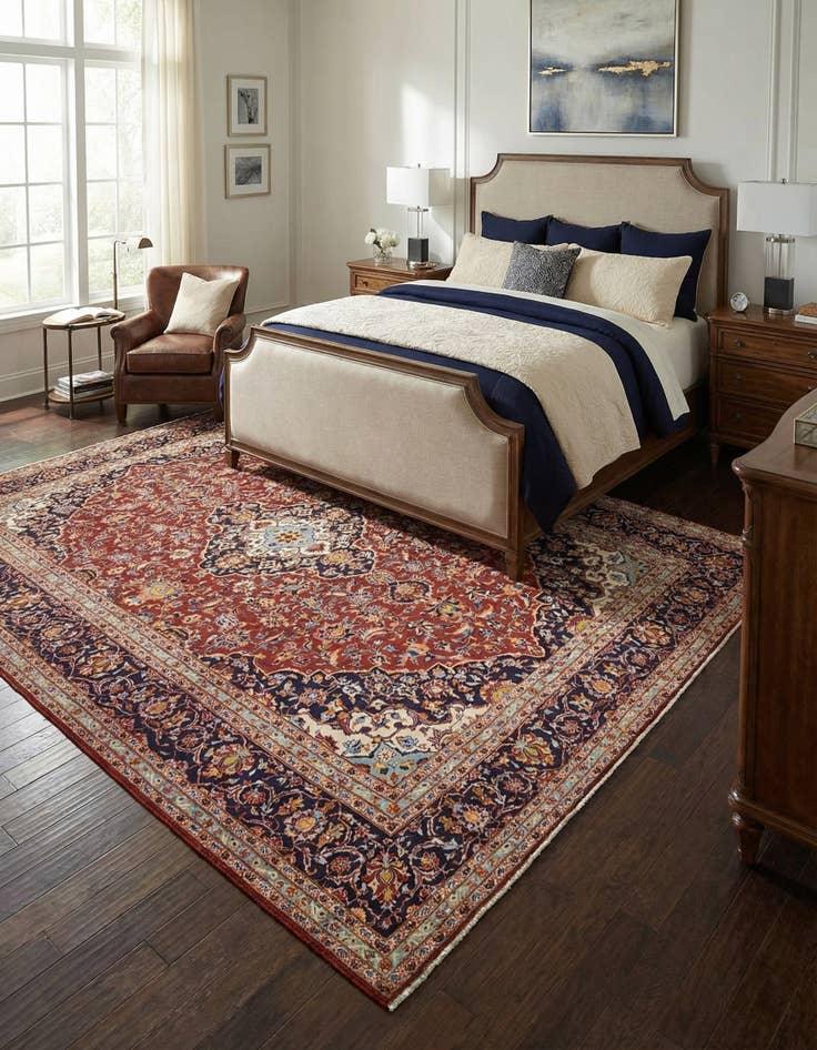 Detail image of 9' 10 x 12' 10  Hand Knotted Kashan Persian Wool Rug