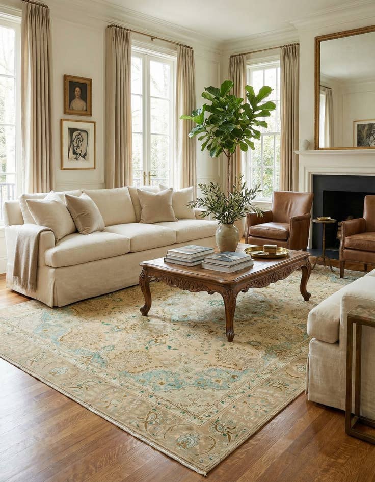 Detail image of 9' 3 x 12' 3  Hand Knotted Ultra Vintage Persian Wool Rug