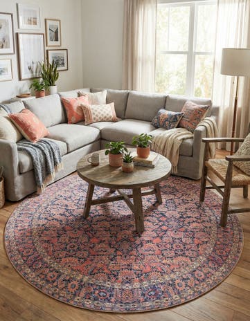 7' 7 x 7' 7 Washable Timeless Round Rug