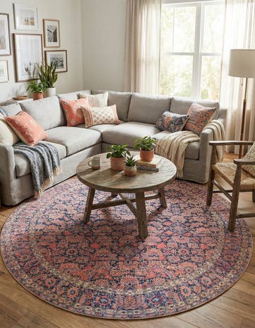 7' 7 x 7' 7 Washable Timeless Round Rug