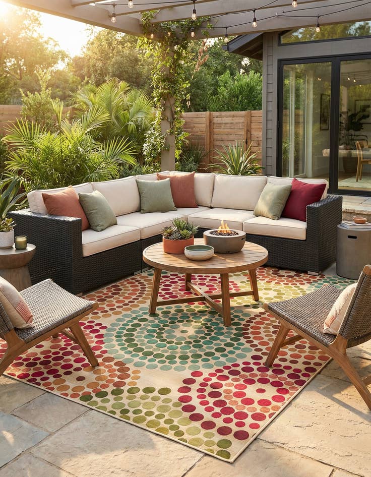 Detail image of 8' x 11' 4  Washable Modern Indoor / Outdoor Rug