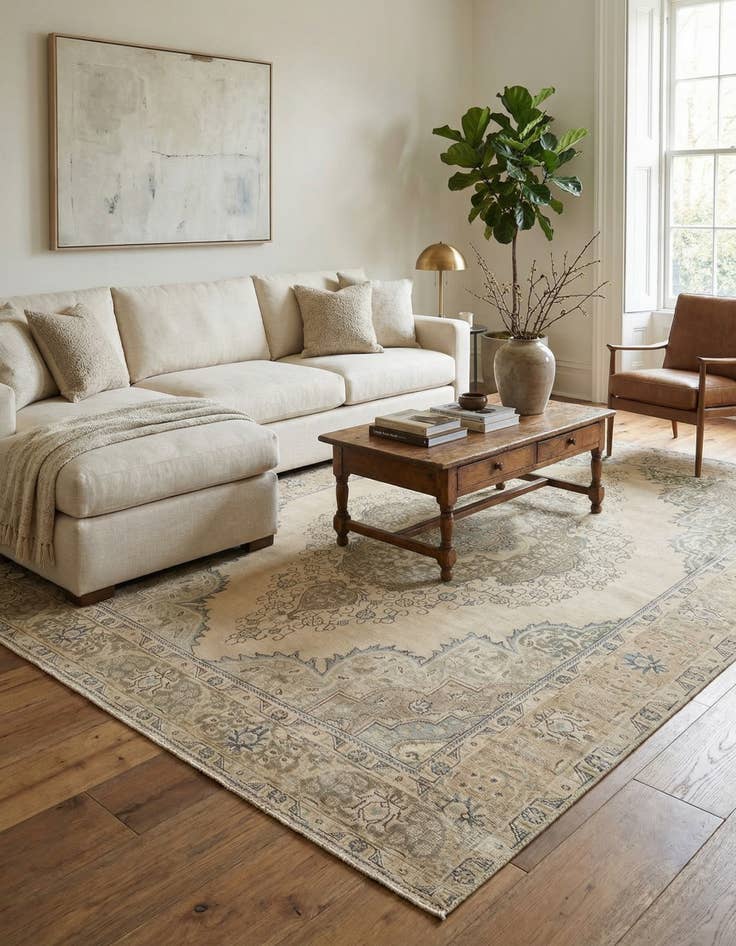 Detail image of  9' 7 x 12' 5  Hand Knotted Ultra Vintage Persian Wool Rug