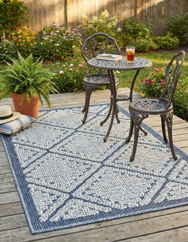 Detail image of 2' x 3' 1  Washable Trellis Indoor / Outdoor Rug