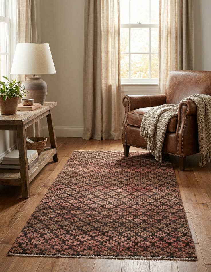 Detail image of 2' 7 x 5' 9  Hand Knotted Ultra Vintage Persian Wool Runner Rug