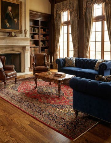 8' x 11' 3 Hand Knotted Kashan Persian Wool Rug