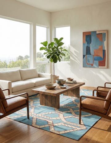 5' 4 x 6' 4 Hand Woven Kilim Modern Wool Rug