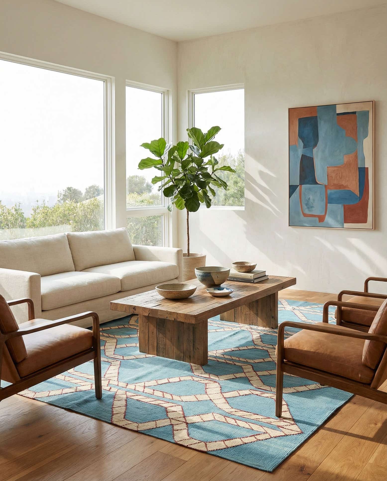 5' 4 x 6' 4 Hand Woven Kilim Modern Wool Rug