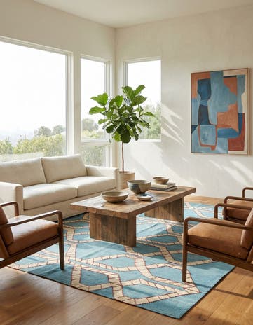 5' 4 x 6' 4 Hand Woven Kilim Modern Wool Rug