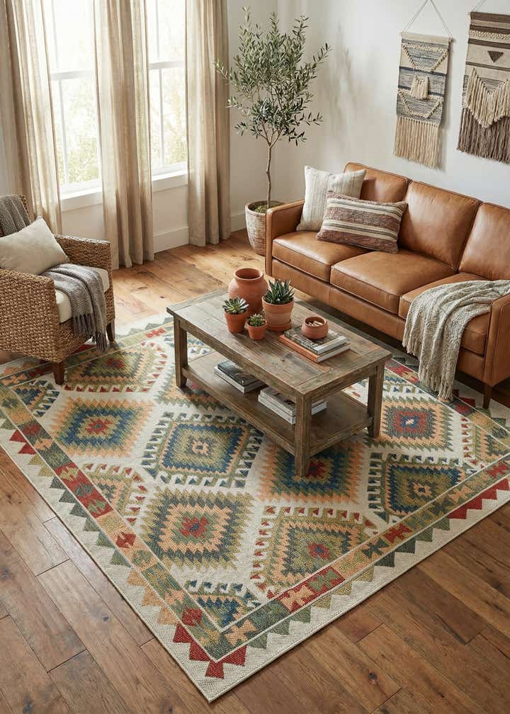 7' 10 x 7' 10 Easy-Clean Baja Indoor / Outdoor Square Rug