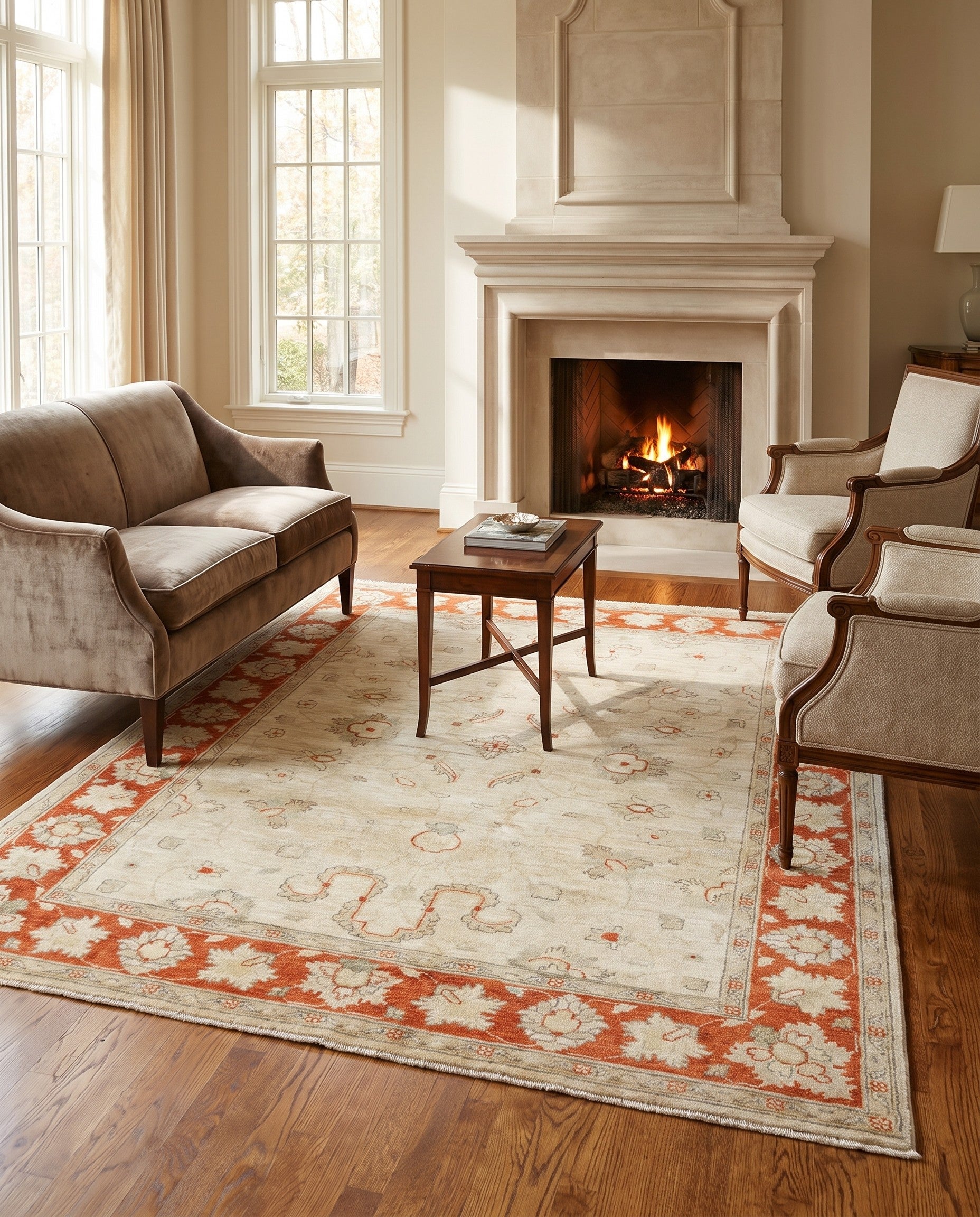 5' 1 x 6' 3 Hand Knotted Ziegler Rug