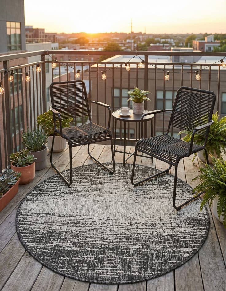 Detail image of 3' x 3'  Washable Modern Indoor / Outdoor Round Rug