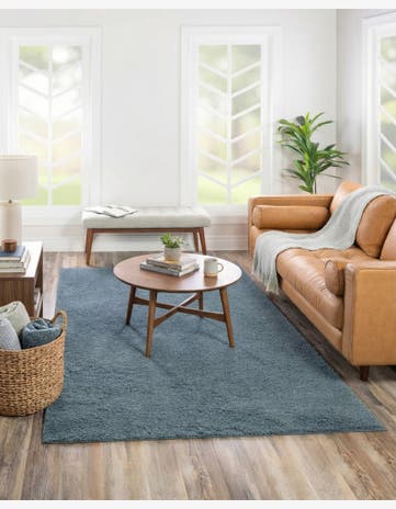 Slate Blue Solid Shag Rug