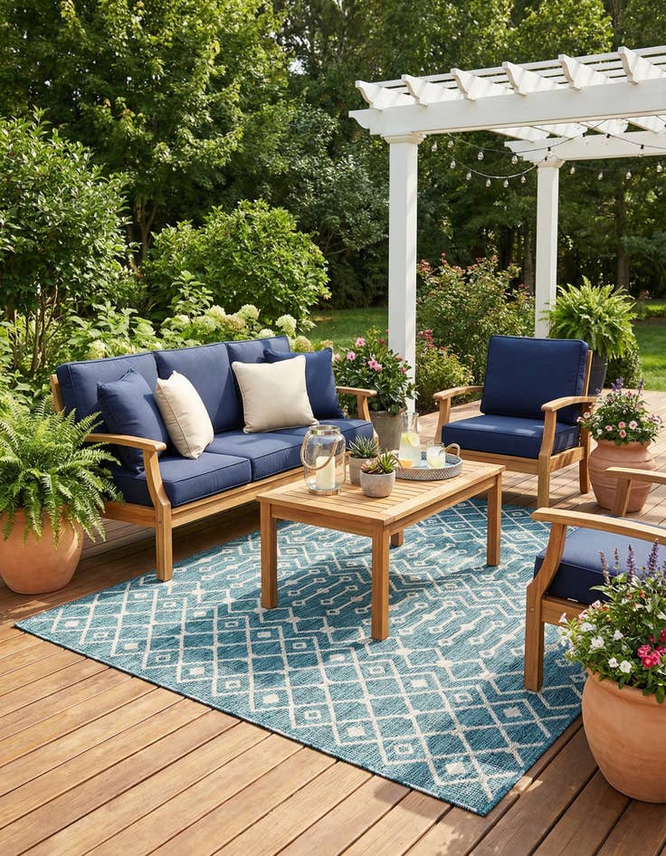 Detail image of 7' x 10' Easy-Clean Trellis Indoor / Outdoor Rug