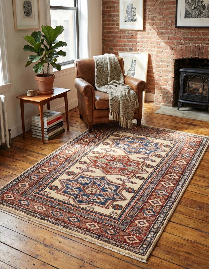 Detail image of 3' 3 x 4' 9  Hand Knotted Kazak Oriental Rug