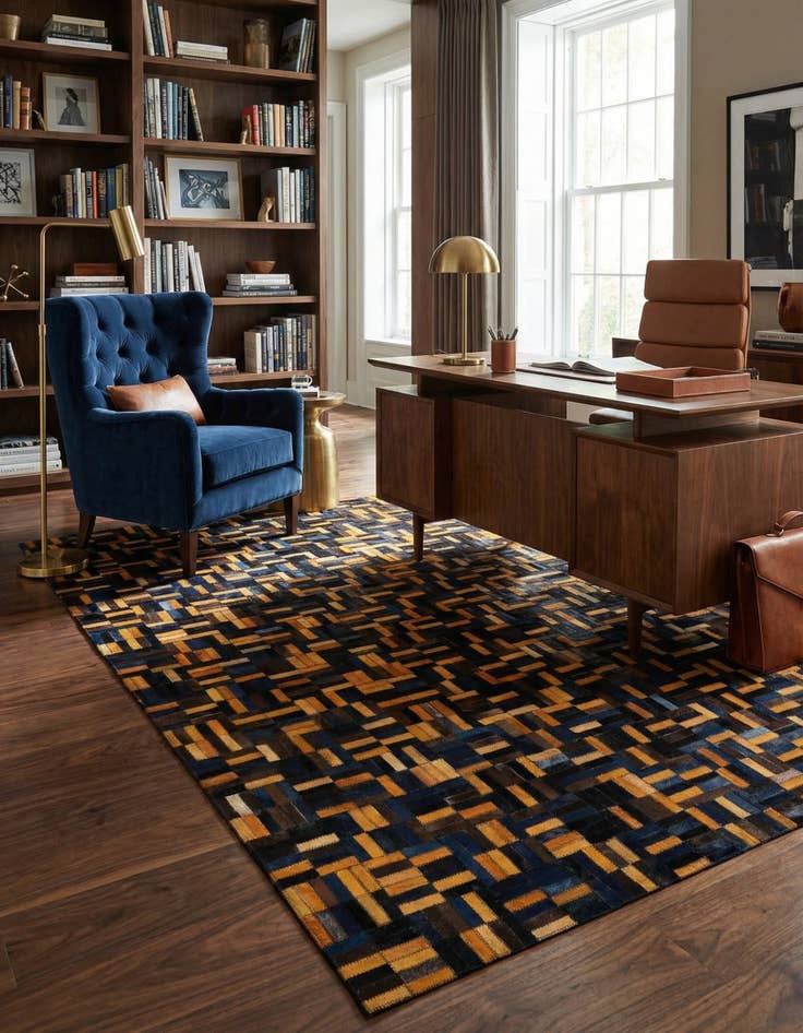 Detail image of  5' x 7' 11 Cowhide - Patchwork Rug