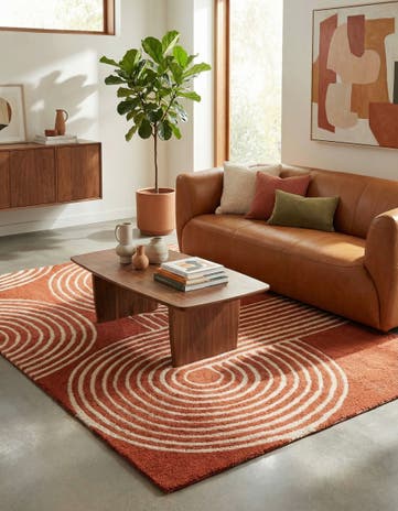 Orange Handtufted Wool Rug