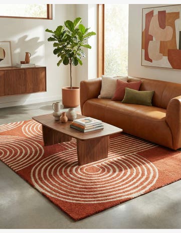 Orange Handtufted Wool Rug