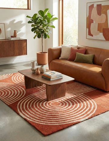 Orange Handtufted Wool Rug