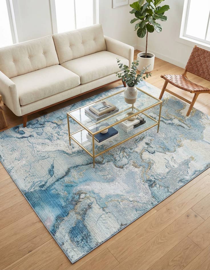 Detail image of 5' 3 x 7'  Washable Modern Indoor / Outdoor Rug