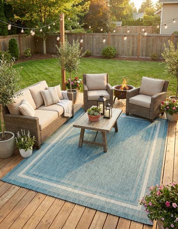7' 10 x 11' Easy-Clean Border Indoor / Outdoor Rug