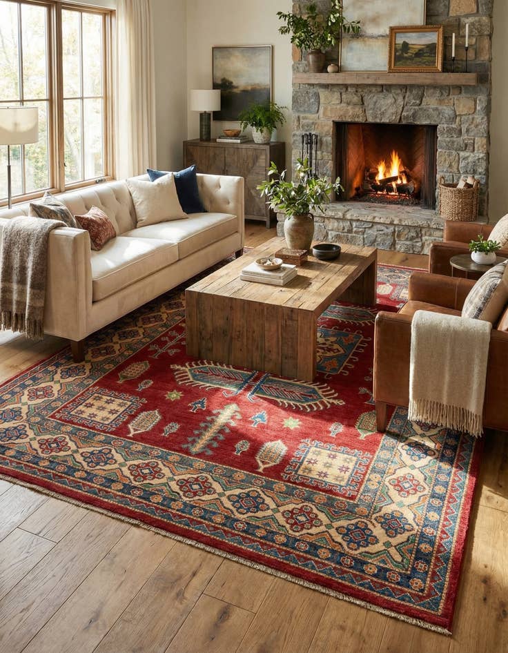 Detail image of 6' 8 x 9' 9  Hand Knotted Kazak Rug