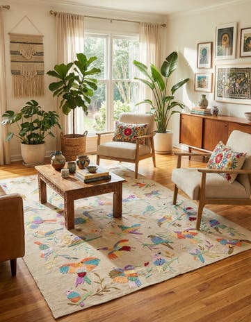 6' 6 x 9' 4 Hand Woven Kilim Suzani Wool Rug
