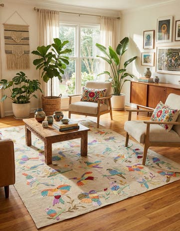 6' 6 x 9' 4 Hand Woven Kilim Suzani Wool Rug