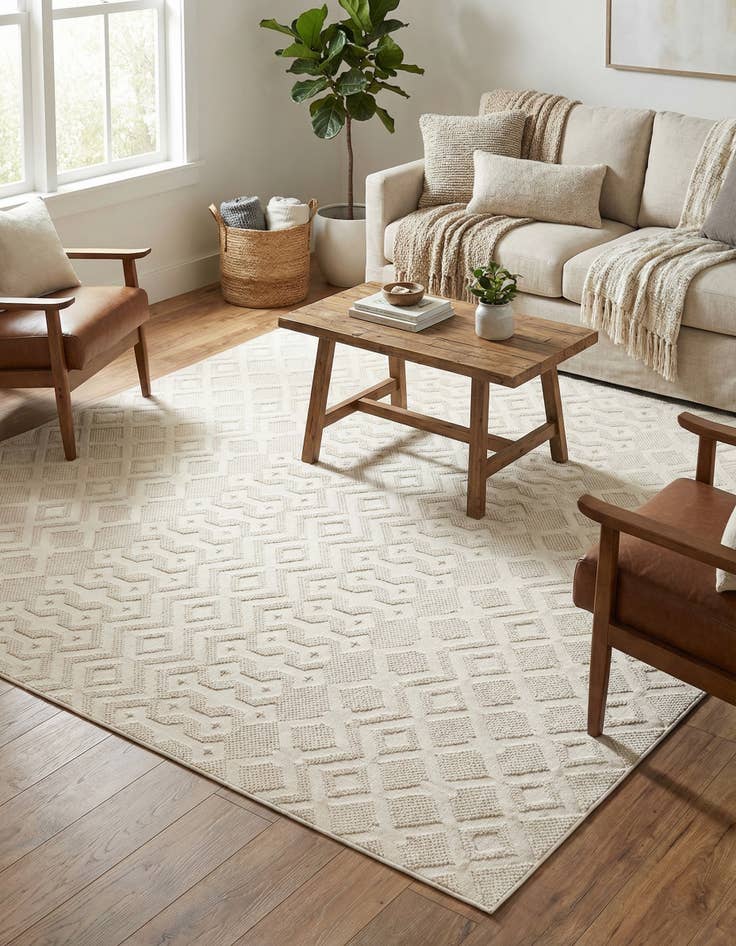Detail image of 7' 10 x 10' Easy-Clean Trellis Textured Indoor / Outdoor Rug