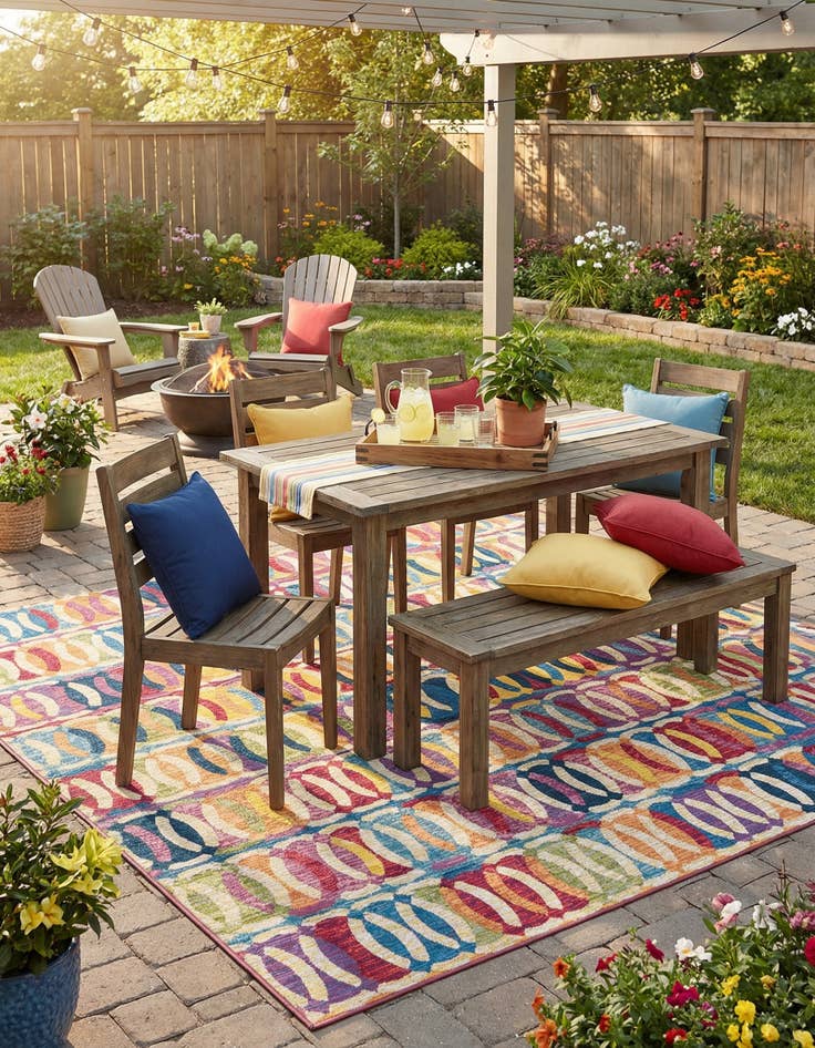 Detail image of 6' x 9'  Washable Modern Indoor / Outdoor Rug