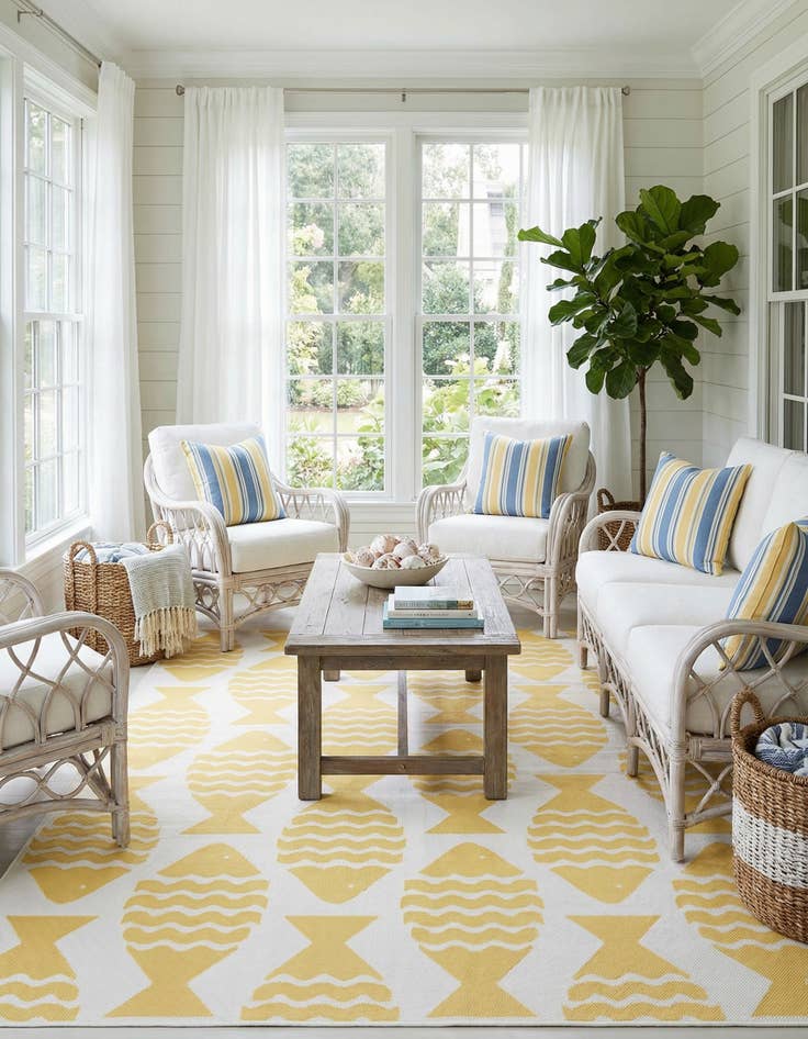 Detail image of 7' 10 x 7' 10  Washable Coastal Indoor / Outdoor Square Rug