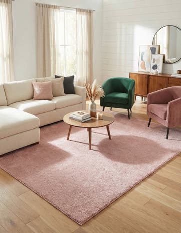 Pink Solid Frieze Rug