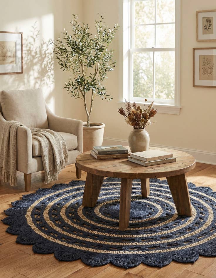 Detail image of 6' 1 x 6' 1  Hand Braided Jute Round Rug