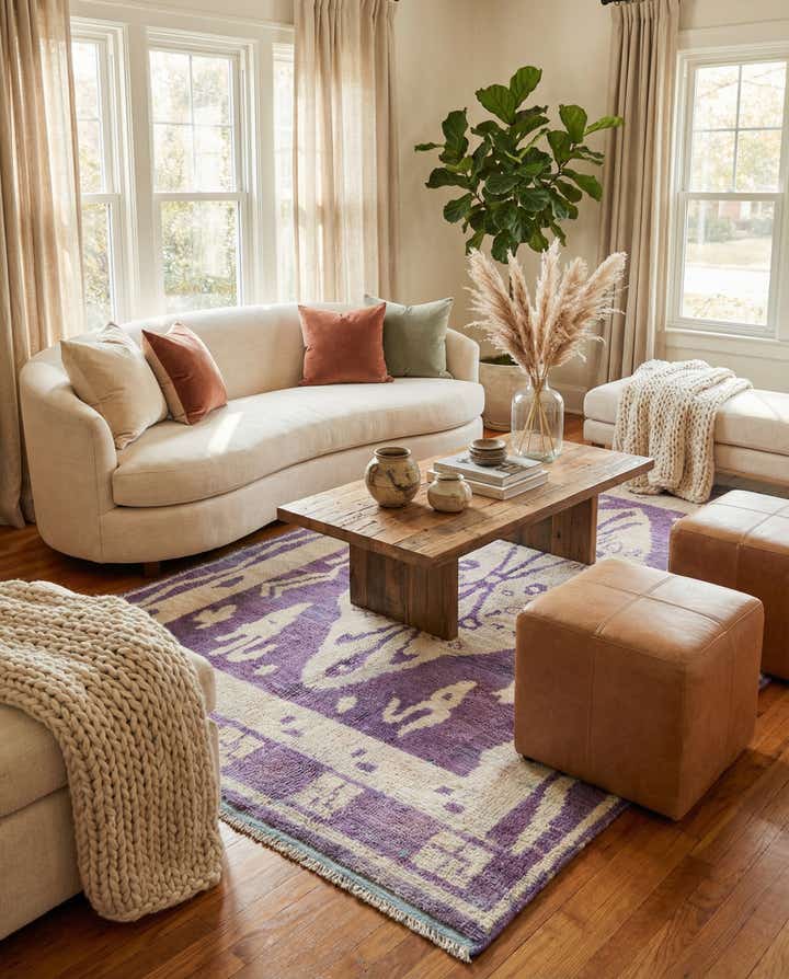 5' 10 x 9' 5 Hand Knotted Moroccan Wool Rug