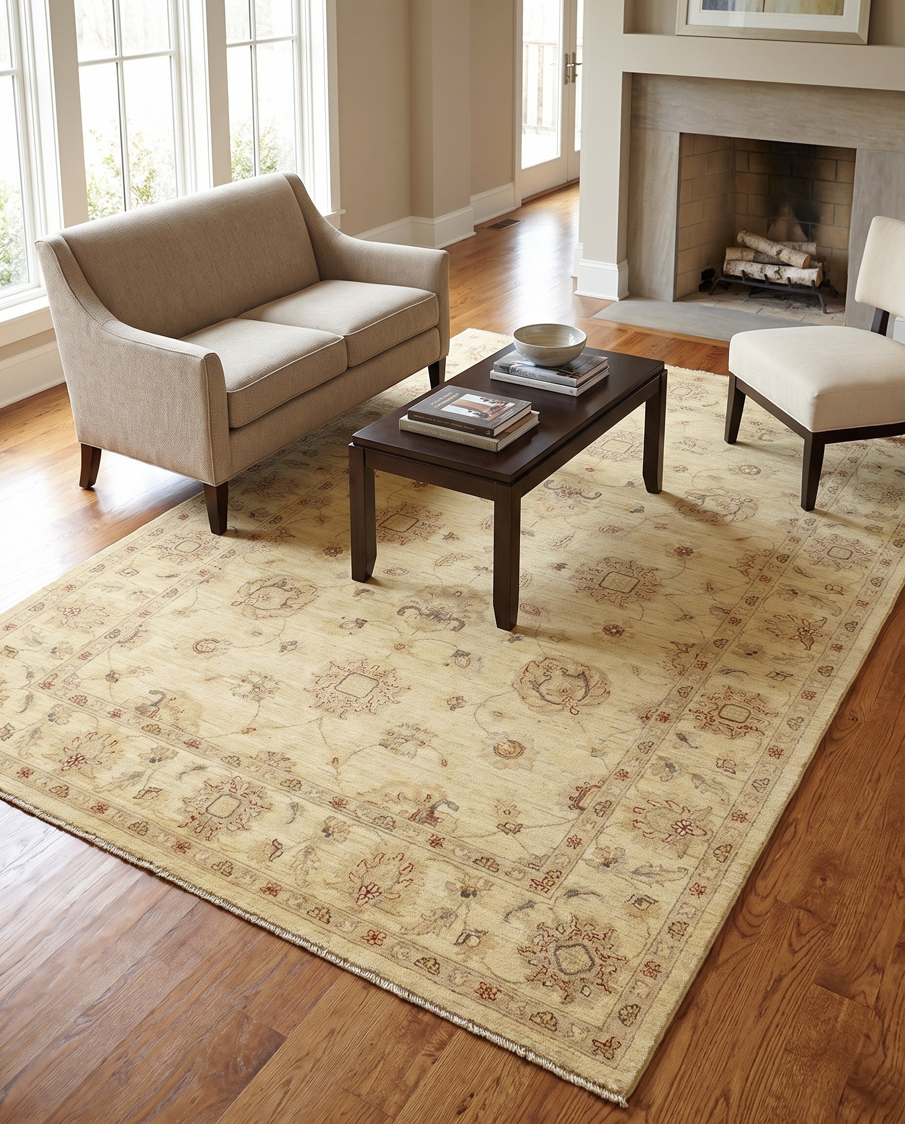 5' 6 x 8' Hand Knotted Peshawar Ziegler Rug