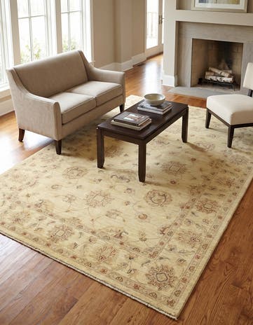 5' 6 x 8' Hand Knotted Peshawar Ziegler Rug