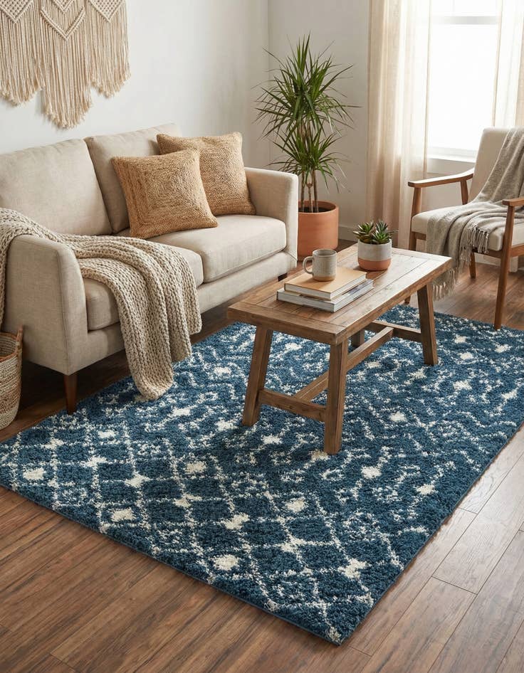 Detail image of 3' x 5' 3 Moroccan Trellis Shag Rug