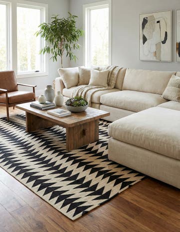 6' 8 x 9' 6 Hand Woven Kilim Modern Wool Rug