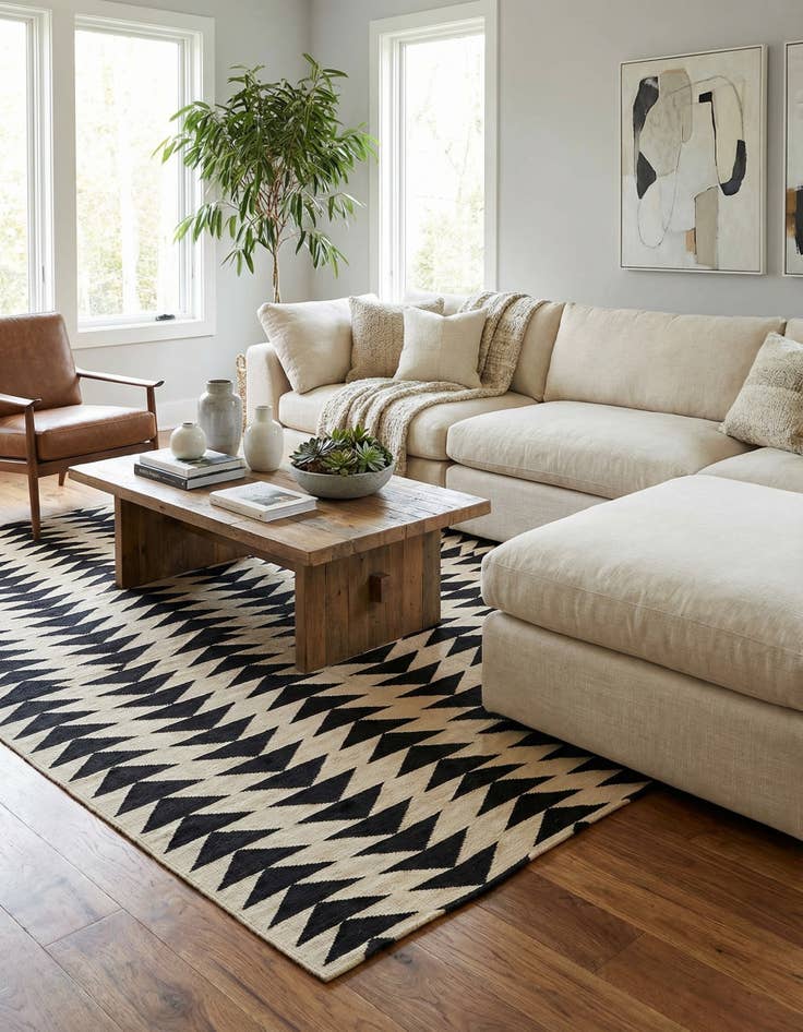 Detail image of 6' 8 x 9' 6  Hand Woven Kilim Modern Wool Rug